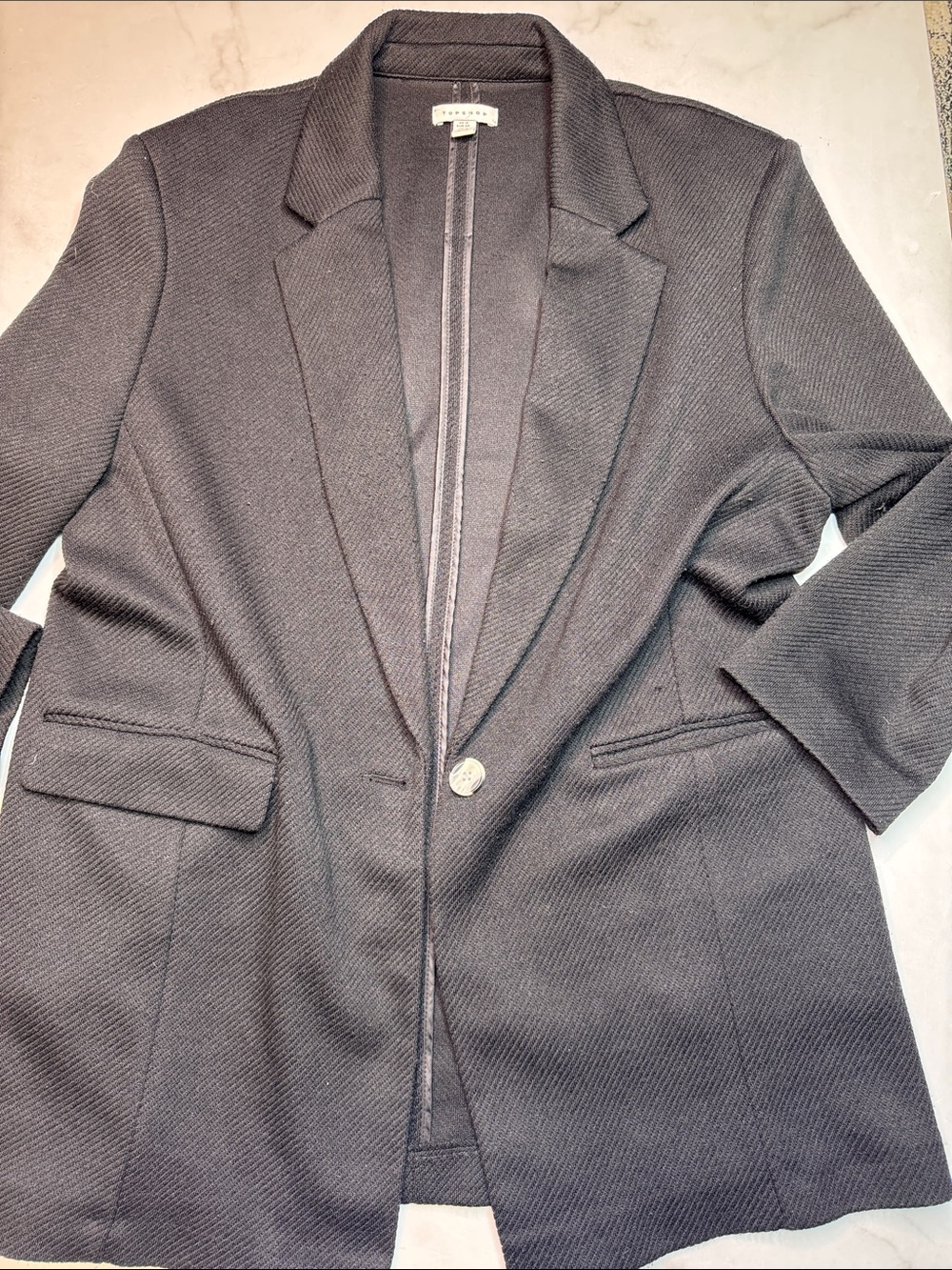 Topshop Textured One Button Blazer